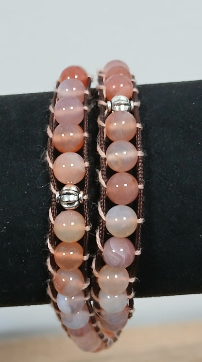 Bracelet / ras de cou agate rose