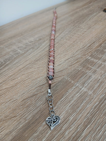 Bracelet / ras de cou agate rose